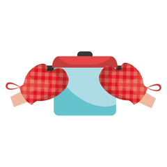 gloves kitchen with pot