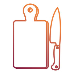 kitchen wooden board with knife