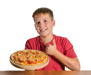 teenager and pizza