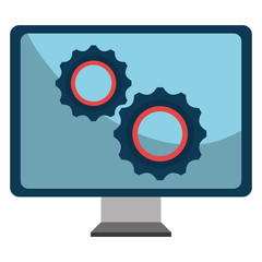 monitor computer with gears