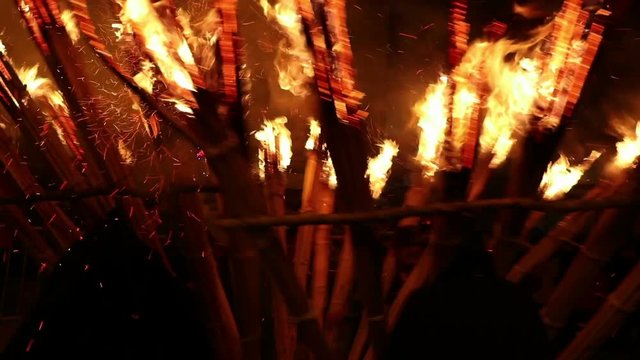 Ndocciata a greatest fire shows in Italy celebrated in Agnone on Christmas Eve