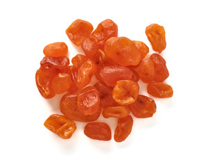 Dried orange kumquat isolated on white background. Top view.