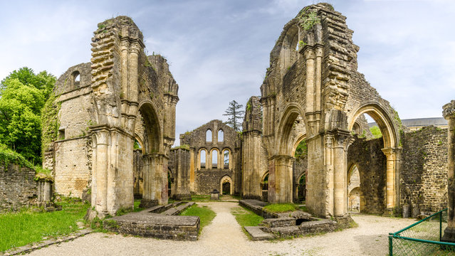 View at the ruins of Villers devant Orval Monastery in Belgium