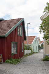 Fototapeta na wymiar Picturesque street in Mollosund in Sweden
