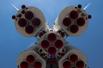 first space rocket view from below