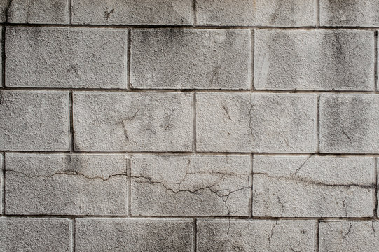 Exterior Grey Cinder Block Wall With Lines Of Concrete