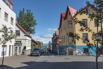 Street in Reykjavik city center - obrazy, fototapety, plakaty