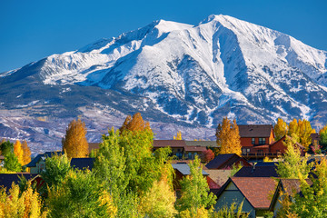 Residential neighborhood in Colorado at autumn