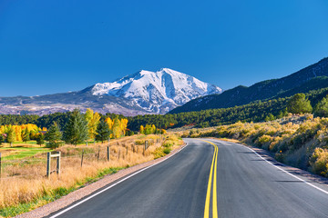 Fototapeta premium Highway at autumn in Colorado, USA.