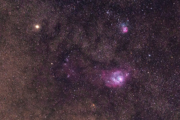 Milky way detail, Saturno and Lagoon Nebula
