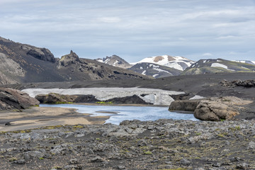 Glacier in Icelandic landscape