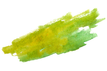 green watercolor stain on white background isolated. for use in design, printing and web design.