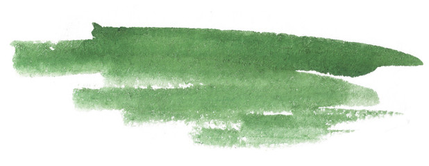green watercolor stain on white background isolated. for use in design, printing and web design.