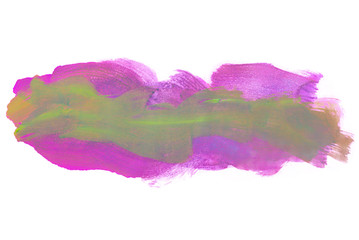 purple green strip watercolor stain on white background isolated. for use in design, printing and web design.