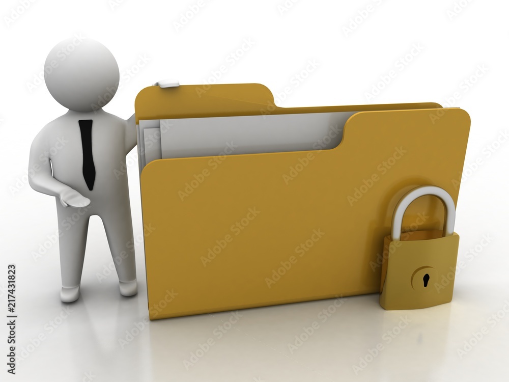 Poster 3d rendering folder with documents