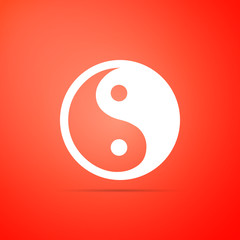 Yin Yang symbol of harmony and balance icon isolated on red background. Flat design. Vector Illustration