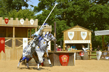 Medieval mounted knight in armour
