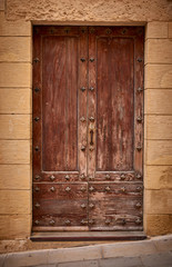 Old Rustic wooden door in Valletta Malta