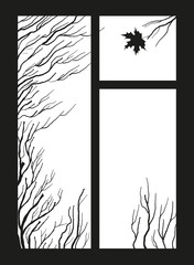 Autumn in your home, branch in windows, silhouette, 