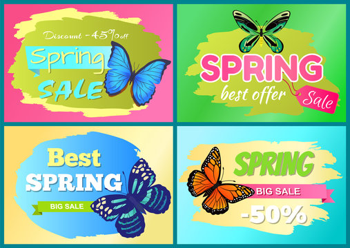 Spring Offer Sale Stickers Set Half Price Discount