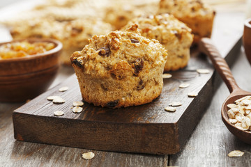 Diet oat muffins with raisins