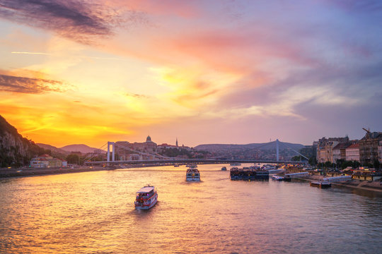 Sunset Budapest Danube River - Hungary