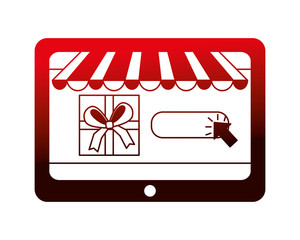 tablet gift box clicking buy online