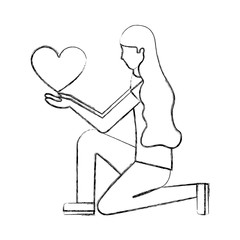 knee woman holding heart love