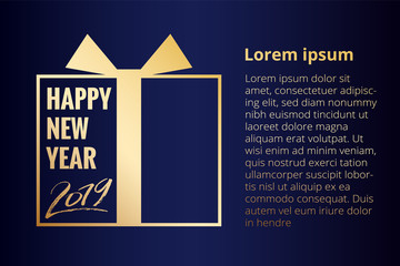 Happy new uear post with nice lettering 2019 in gold color