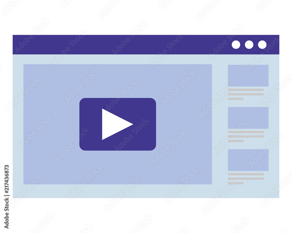 Poster web page template with symbol play isolated icon