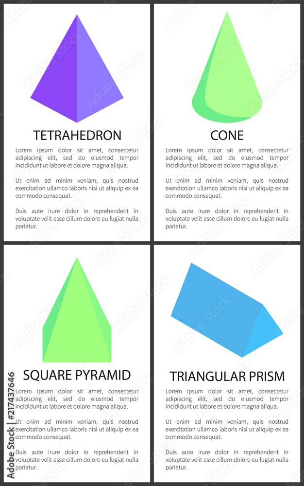 Poster tetrahedron cone square pyramid triangular prism