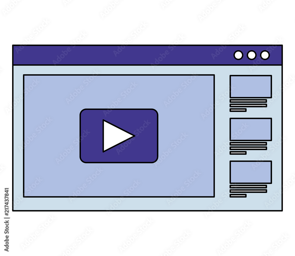 Poster web page template with symbol play isolated icon