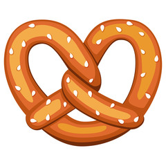 Colorful cartoon pretzel with sesame seed