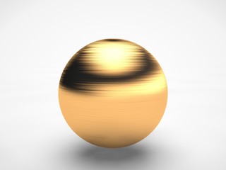 the image of a Golden sphere, ball by scratching the surface, closeup. An isolated sphere on a white background. 3D rendering