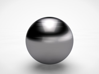 a silver sphere ball by scratching the surface, closeup. An isolated sphere on a white background. 3D rendering