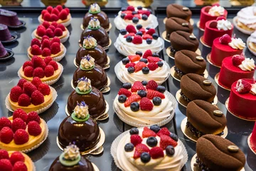 Foto op Plexiglas Dessert Chocoladetaarten in een café in Praag