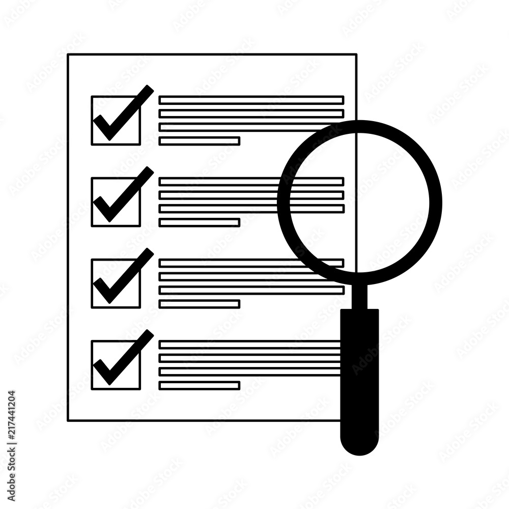 Poster document file with magnifying glass isolated icon