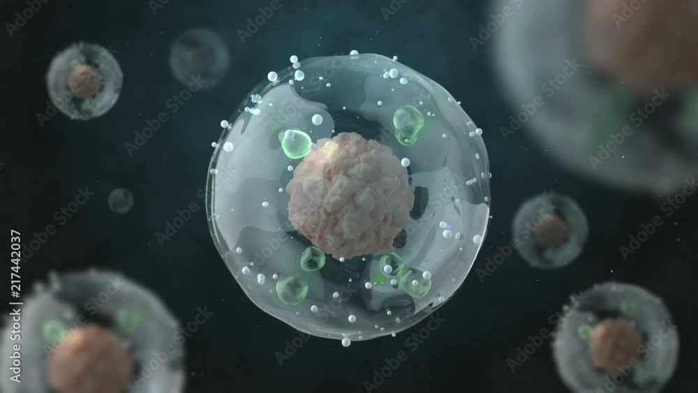Poster 3d render abstract background with molecules with transparent shields around main atom. science conc