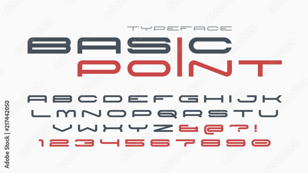 Wall mural futuristic and techno display font design, alphabet