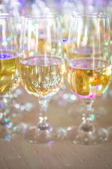 Champagne in flute glasses at a party