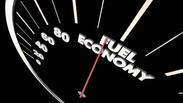 Fuel Economy Best Miles Per Gallon Efficiency Speedometer Word 3d Animation