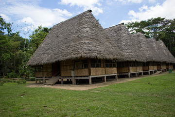Fototapeta na wymiar bungalow lodge foresta amazzonica amazzonia