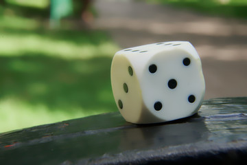 Close-up dice with defocused background, chance for winning