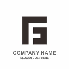 Monogram Letter G & F Geometric Square Architecture Interior Construction Business Company Stock Vector Logo Design Template