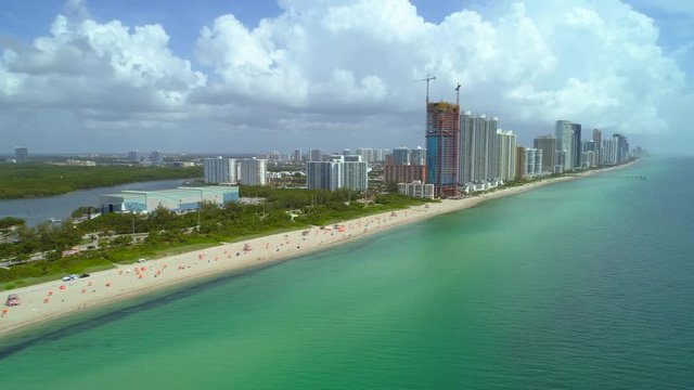 Aerial Miami Beach Florida coastline 4k 24p