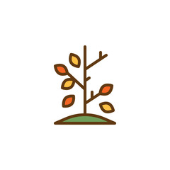 Autumn tree filled outline icon, line vector sign, linear colorful pictogram isolated on white. Tree with branch and leaves symbol, logo illustration. Pixel perfect vector graphics