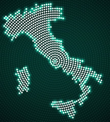 Fototapeta premium Abstract map Italy of glowing radial dots, halftone concept