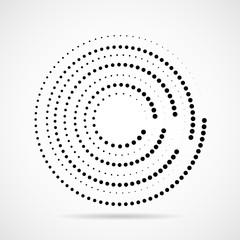 Abstract dotted circles. Dots in circular form. Halftone effect