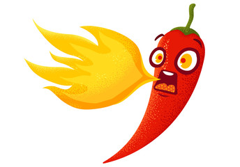 spicy chilli pepper with flame