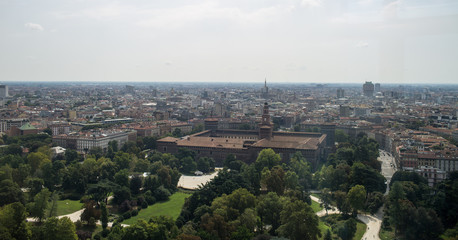 Fototapeta premium Milano vista aerea Castello e Duomo